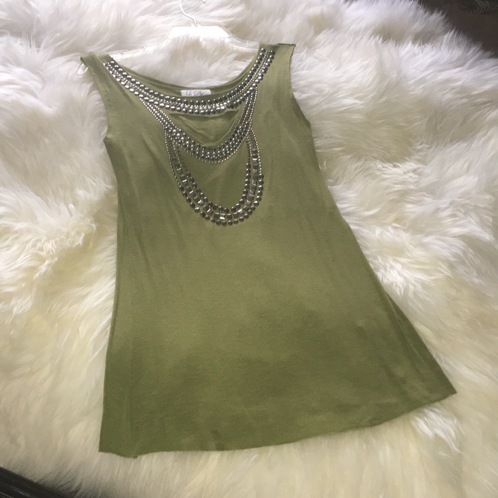 🎄Le Cité Paris tunic studded top size S 💚